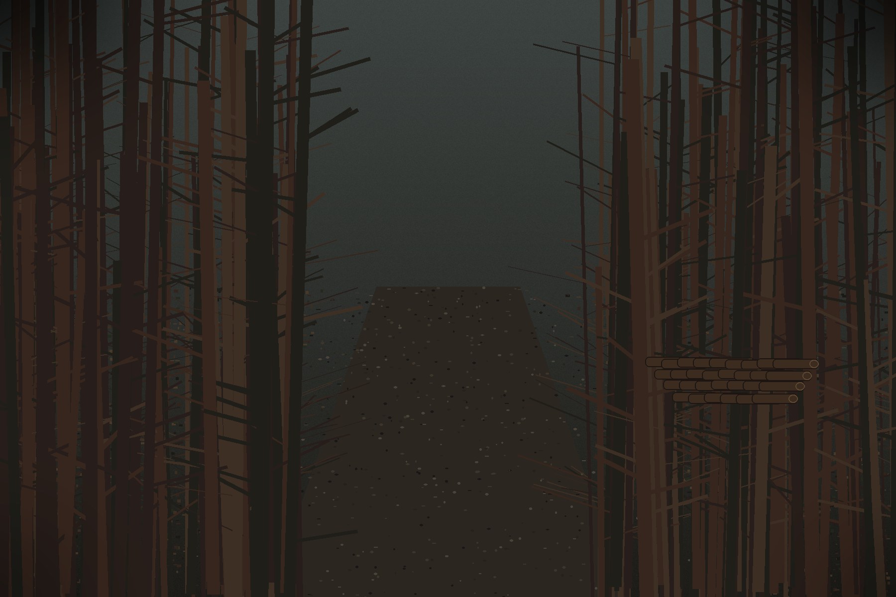 Northern forest path leading toward a quiet outdoor wellness setting